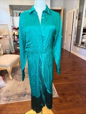 Sferra Green Fringe Dress